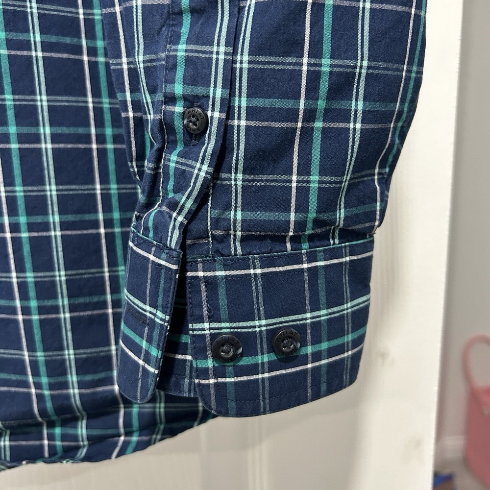Ariat Pro Series Men's Size Medium Plaid Long Sleeve Vented Shirt Western Rodeo - Picture 5 of 8